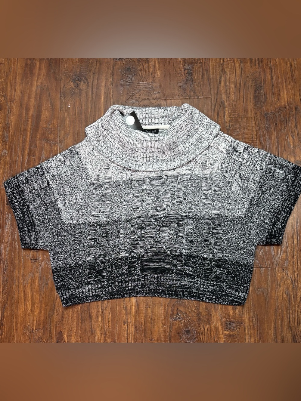White House Black Market Ombre Cable Mock Neck Sweater - Gray/Black
